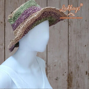 Lakhays | Multi Color Hemp/Cotton Summer Hat | Wire Brim For Shaping | Handmade